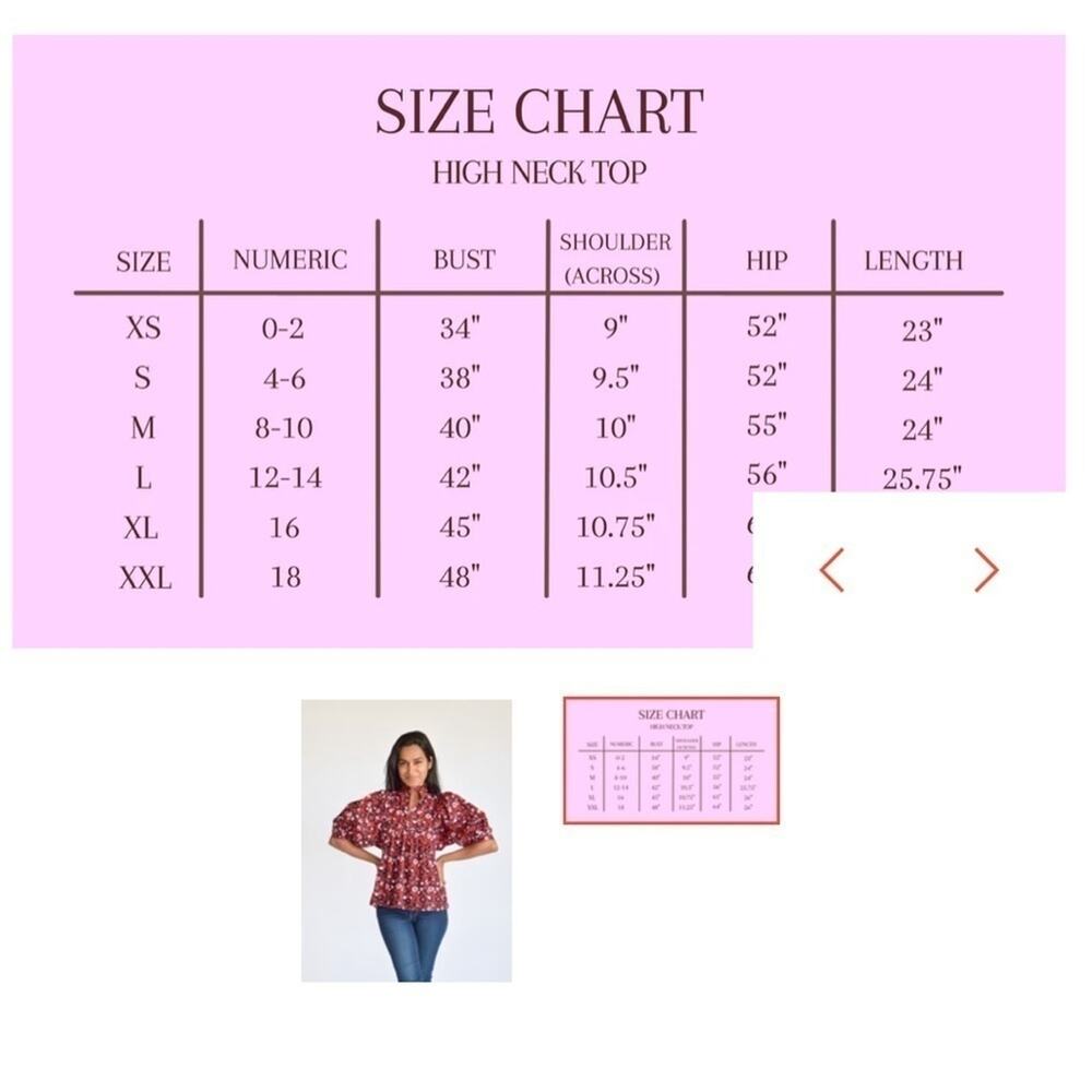 Never a Wallflower Red and Navy Floral Poplin High Neck Top - Picture 6 of 6